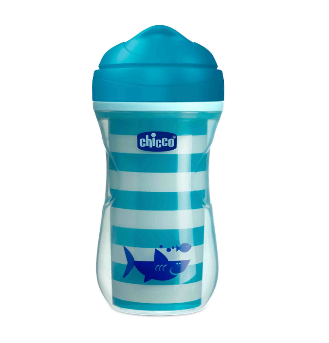 Чашка-поильник Chicco Active Cup носик ободок, 14м+, 266 мл, синий/акула поильник chicco чашка active cup носик ободок 266 мл