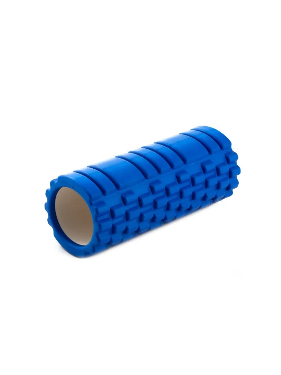 Ролик массажный URM с шипами для фитнеса, МФР и проработки мышц, 33x14 см, синий