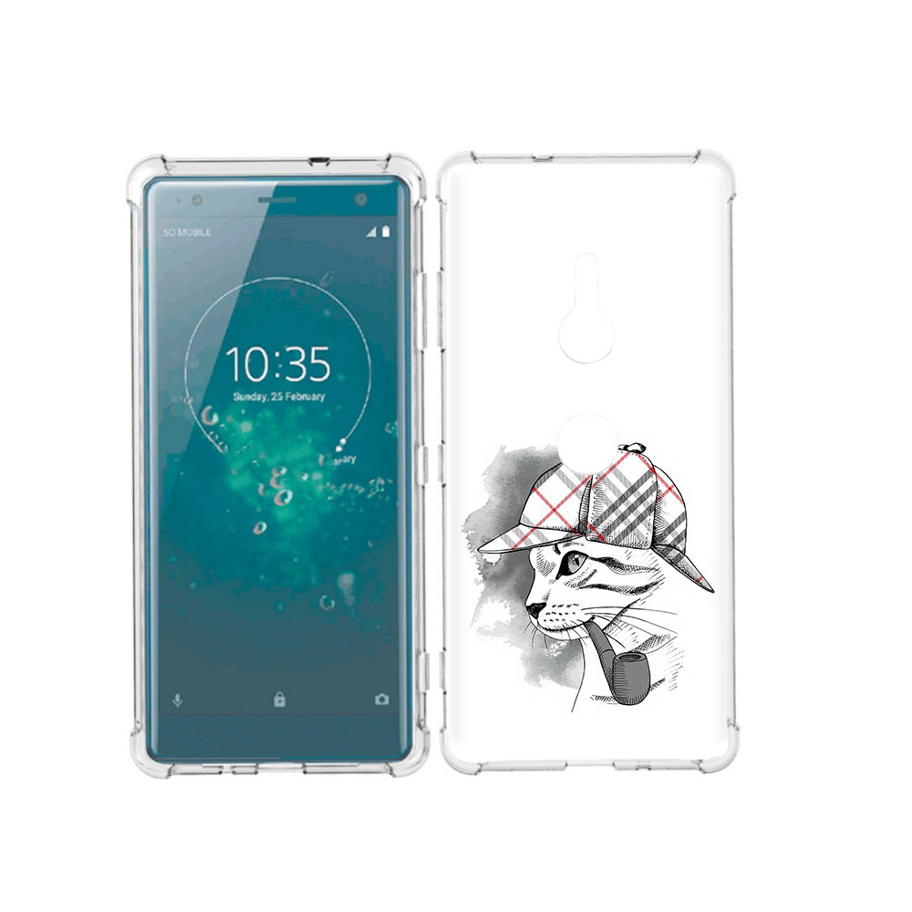 

Чехол MyPads Tocco для Sony Xperia XZ3 кошка с трубкой, Прозрачный, Tocco
