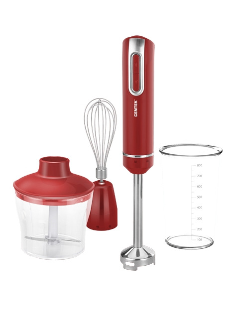 Блендер Centek CT-1339 Red (красный) 800Вт DC мотор, стакан 800 мл, чоппер 500 мл, венчик