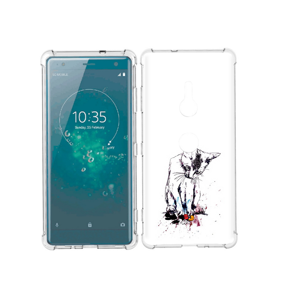 

Чехол MyPads Tocco для Sony Xperia XZ3 кот и микки, Прозрачный, Tocco