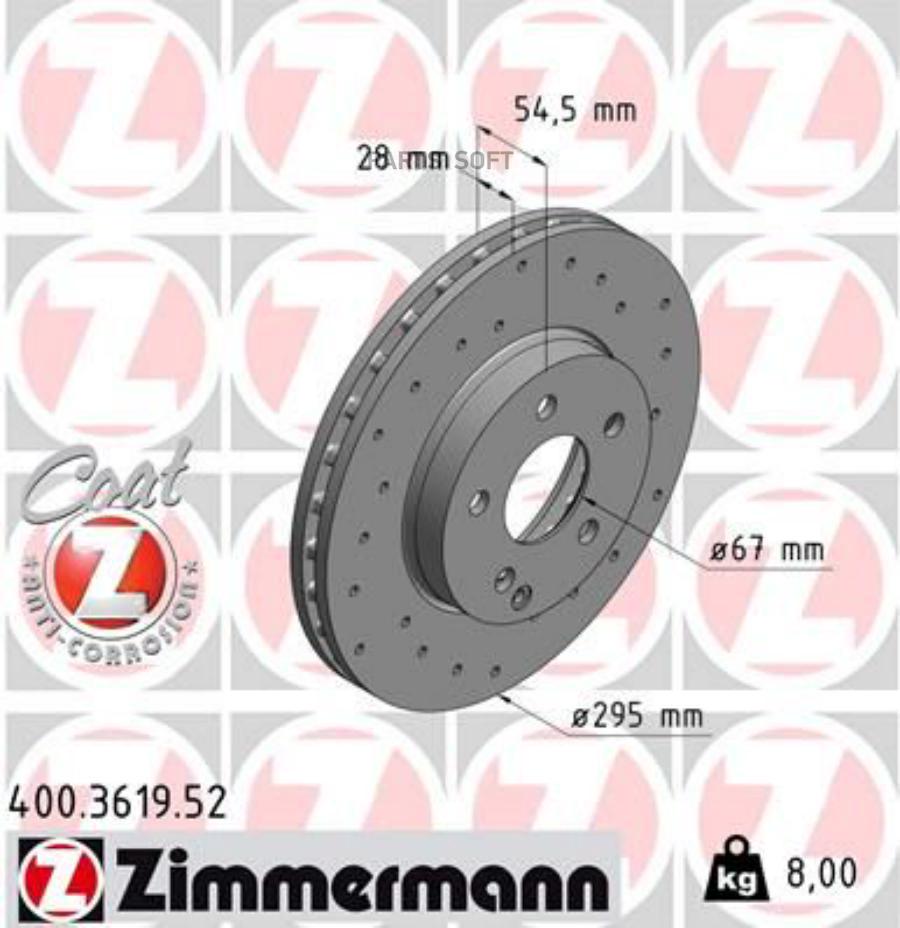 

ZIMMERMANN 400.3619.52 Тормозной диск