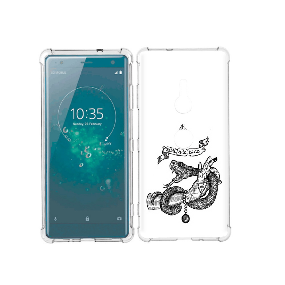 

Чехол MyPads Tocco для Sony Xperia XZ3 змея на руке рисунок, Прозрачный, Tocco