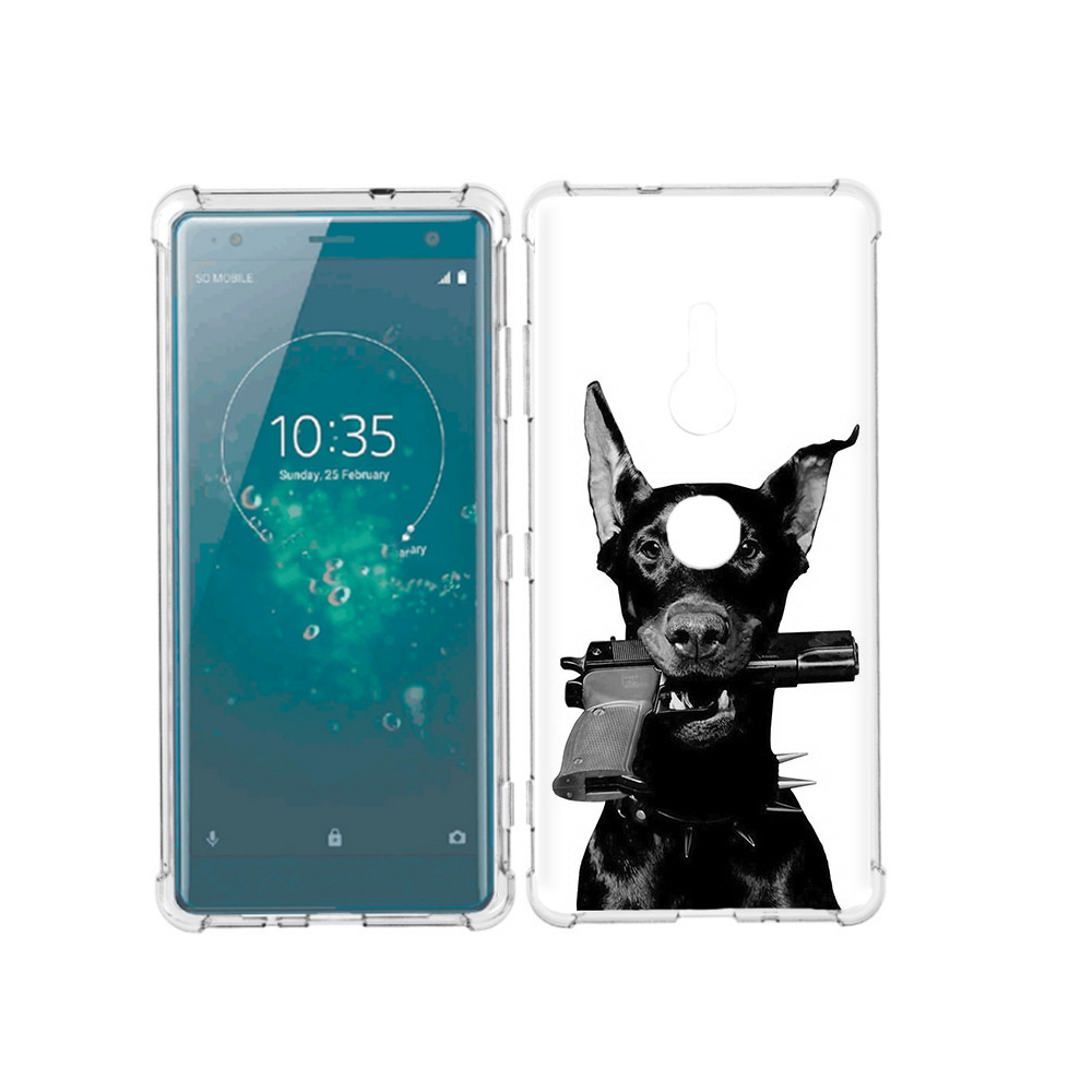

Чехол MyPads Tocco для Sony Xperia XZ3 доберман с пистолетом, Прозрачный, Tocco