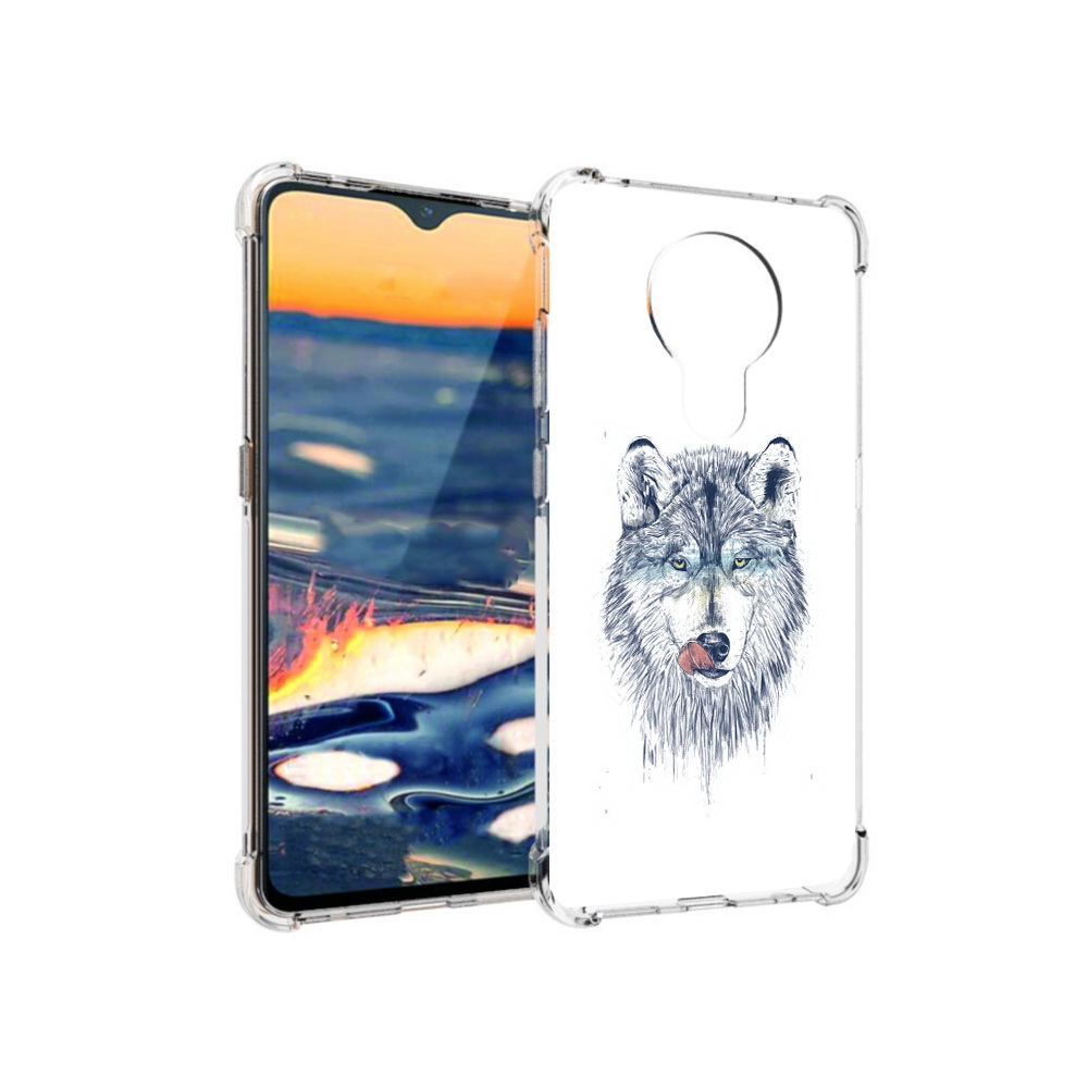 

Чехол MyPads Tocco для Nokia 5.3 голодгый волк (PT227052.106.292), Прозрачный, Tocco