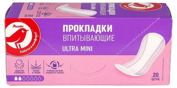 Прокладки гигиенические АШАН Красная птица Ultra Mini 20 шт