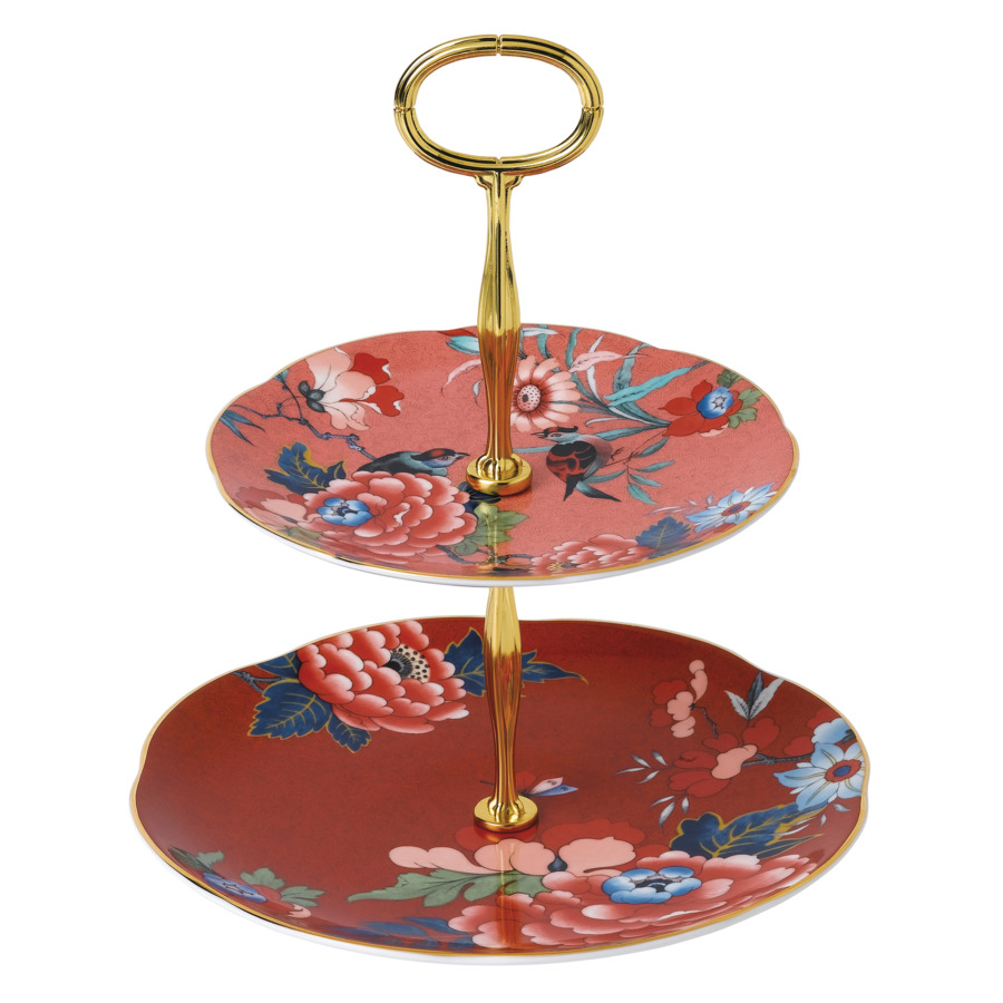 

Этажерка двухъярусная Wedgwood Пионы h23,5 см, фарфор, коралловая