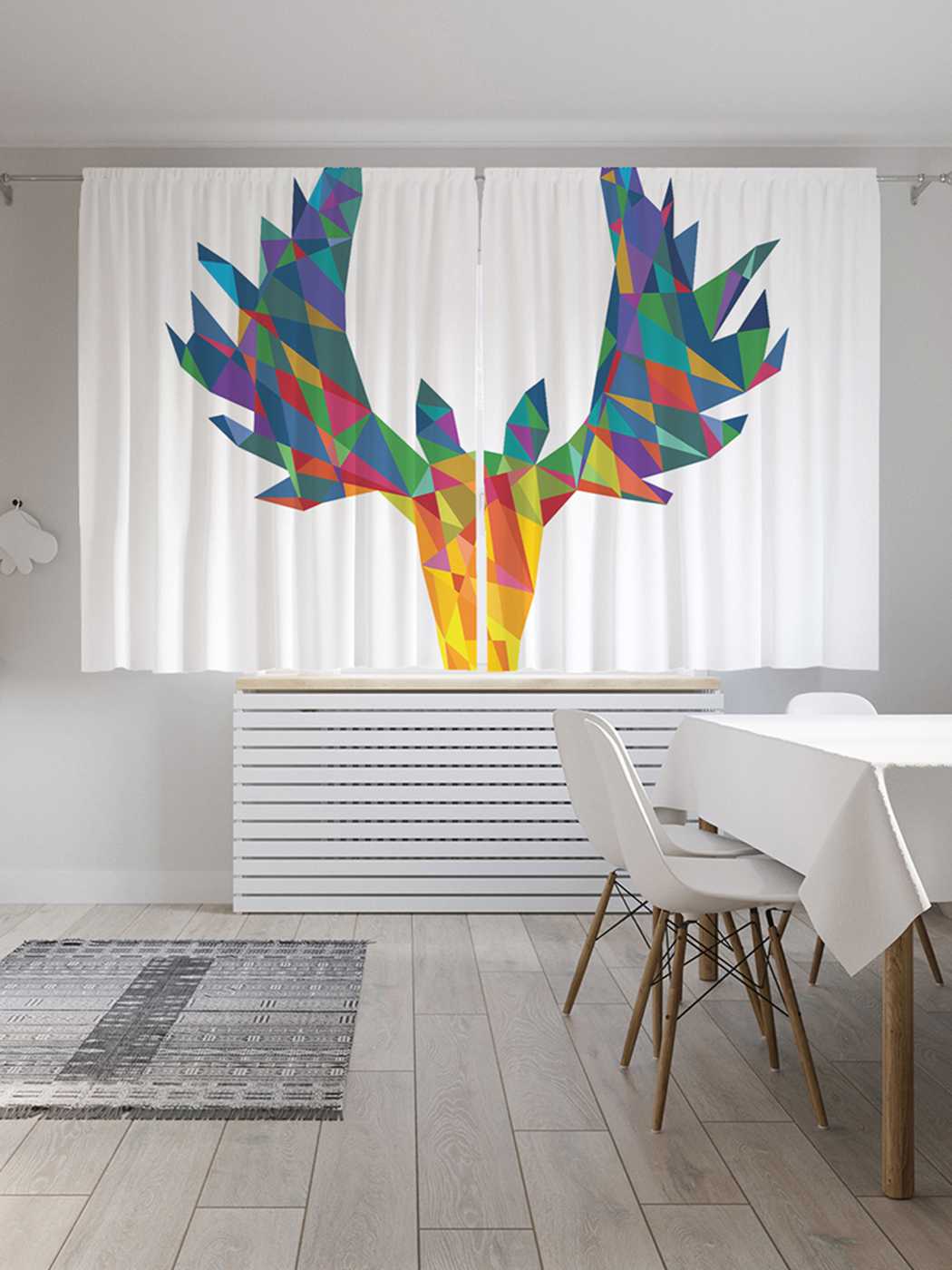 

Классические шторы JoyArty "Витражный лось", серия Oxford DeLux, 2 полотна 145x180 см, Витражный лось