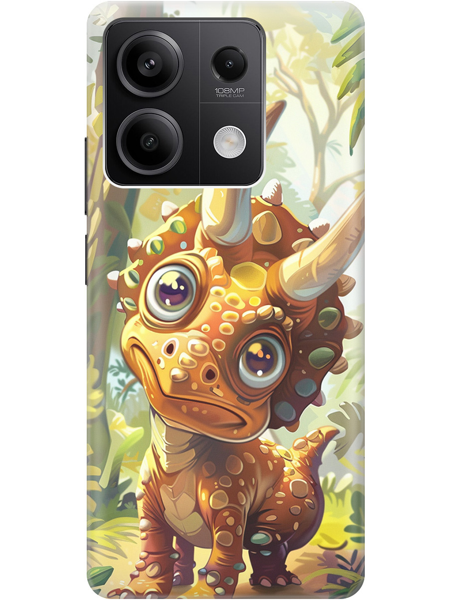 

Силиконовый чехол на Xiaomi Redmi Note 13 5g с рисунком "Малыш-динозавр", Желтый;зеленый, 20012076