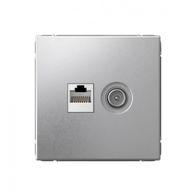 

Розетка ТВ + компьютерная RJ45 категория 5E двойная механизм Systeme Electric GAL000389, Серебристый