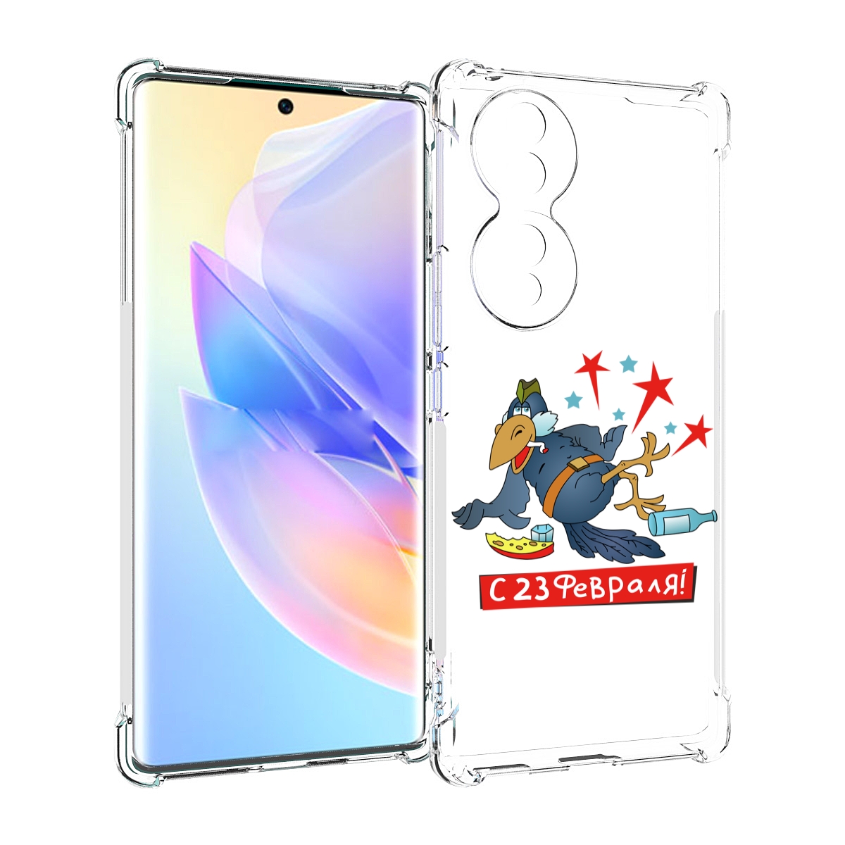 

Чехол MyPads 23 февраля веселая птица для Honor 70, Прозрачный, Tocco