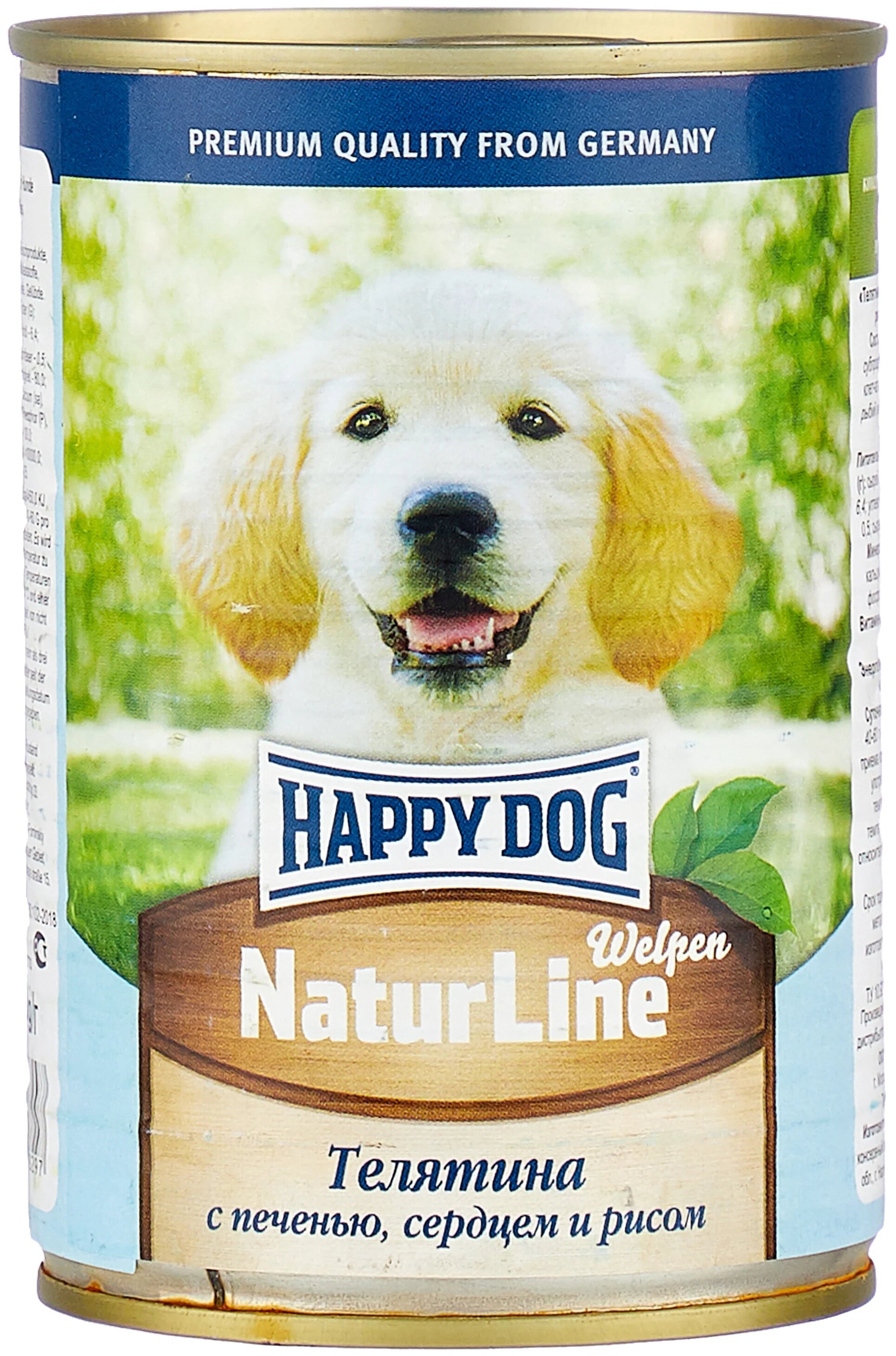 

Консервы для щенков Happy Dog NaturLine, телятина, печень, сердце и рис, 20шт по 400г, NaturLine