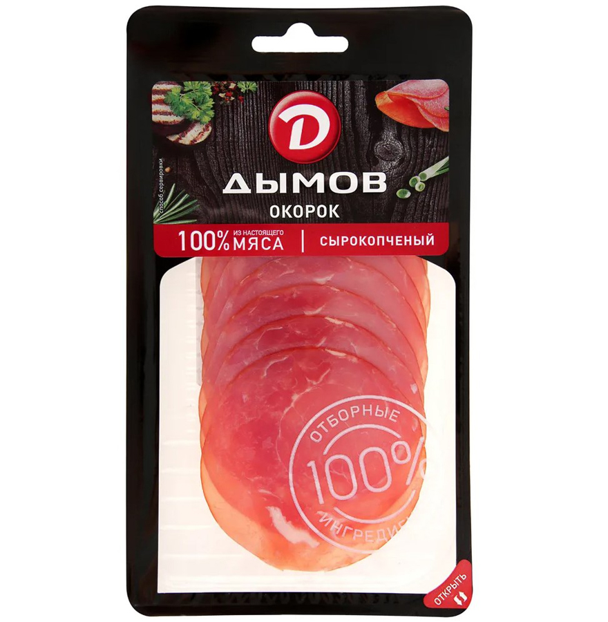 

Окорок сырокопченый Дымов нарезка, 90 г