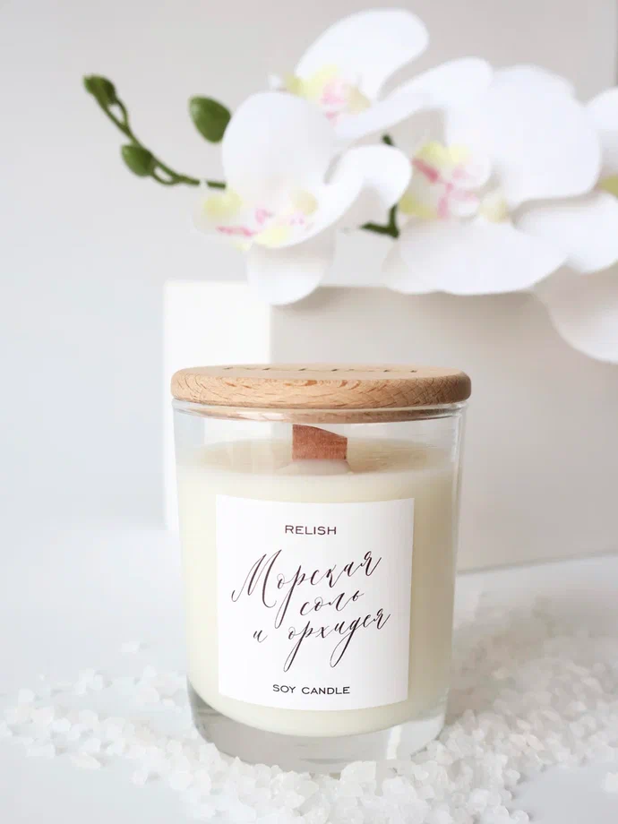 

Ароматическая свеча Relish Candle 190 мл Морская соль и орхидея, 190 мл
