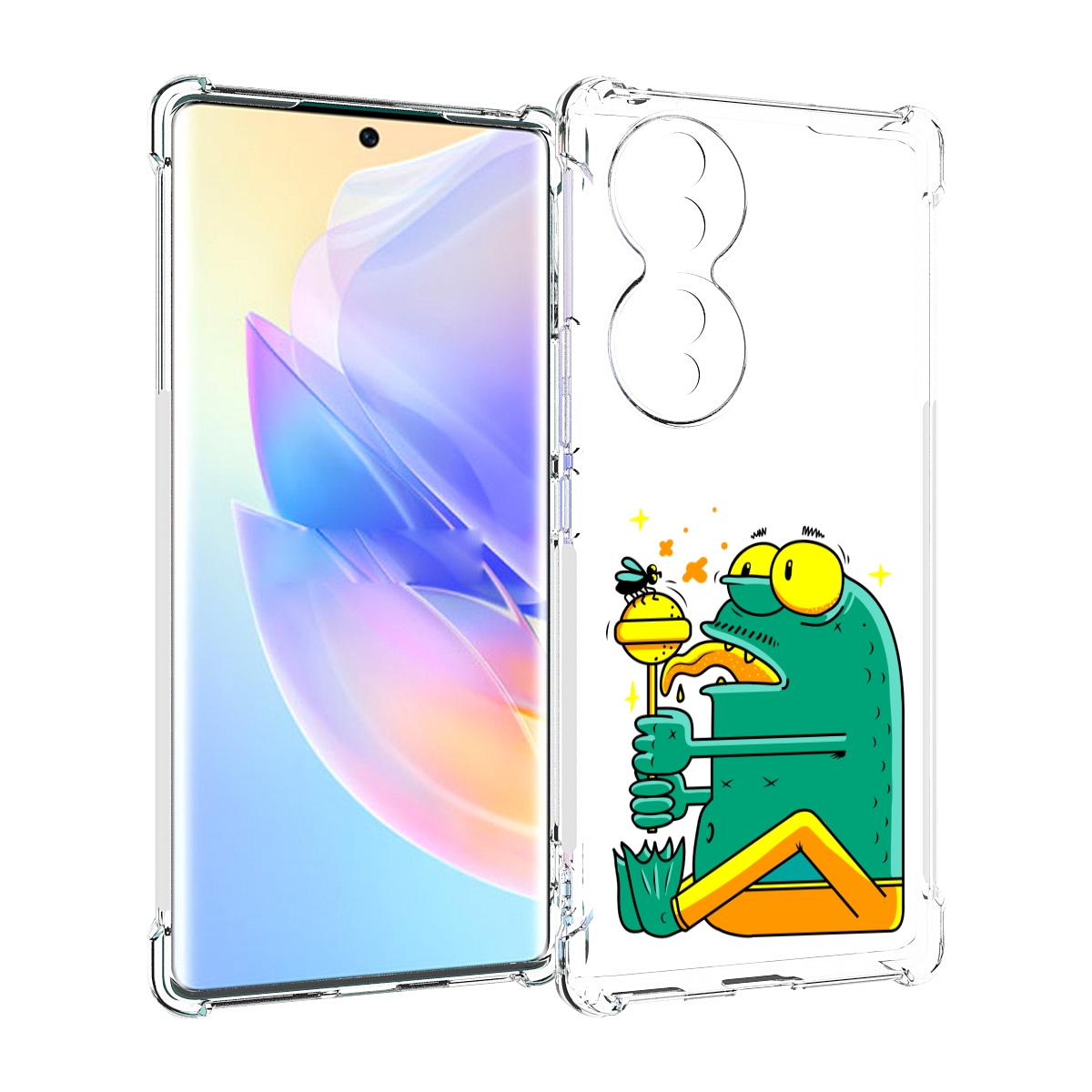 

Чехол MyPads Зеленая лягушка с чупа чупсом для Honor 70, Прозрачный, Tocco