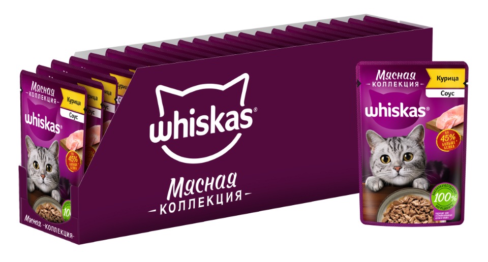 фото Влажный корм whiskas мясная коллекция для кошек, с курицей, 28 шт по 75г