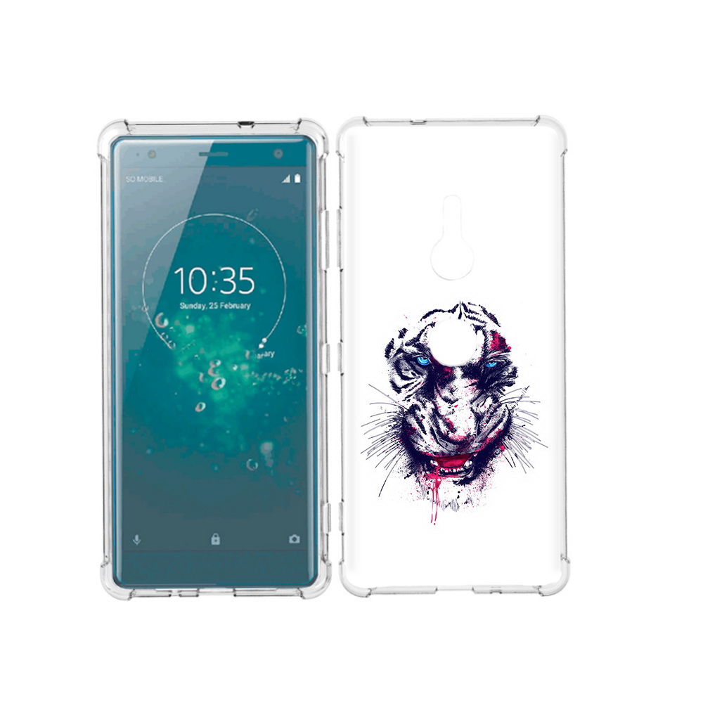 

Чехол MyPads Tocco для Sony Xperia XZ3 безумный тигр, Прозрачный, Tocco