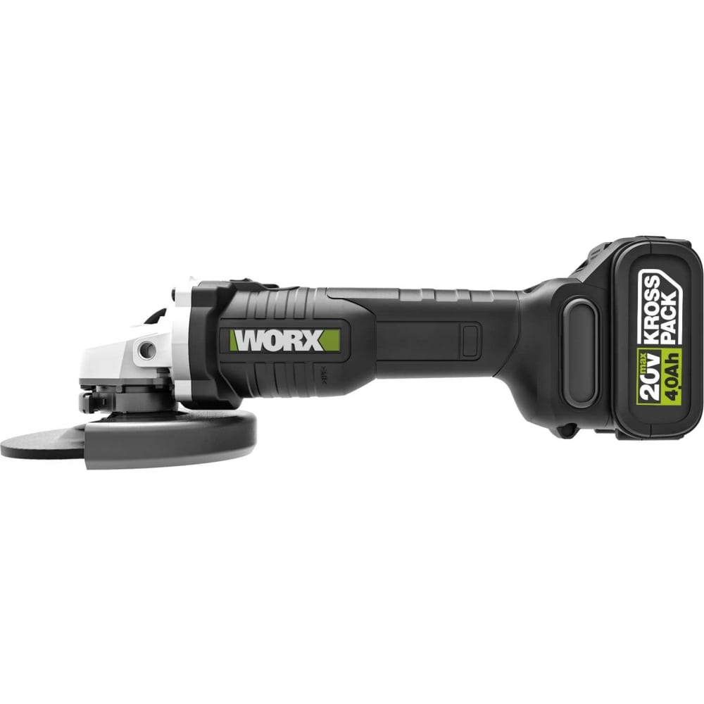 WORX Угловая шлифмашина аккумуляторнаяProfessional WU8091 бесщеточная 20В 125мм 4Ач х 3387000₽