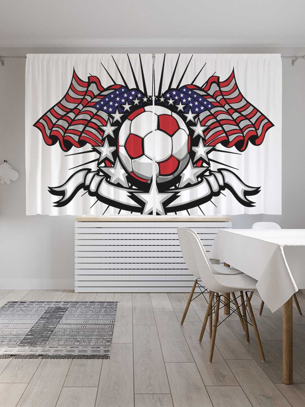 фото Классические шторы joyarty "футбольный символ", серия oxford delux, 2 полотна 145x180 см