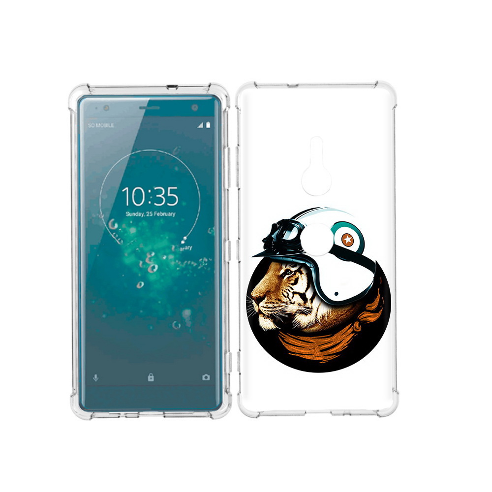 

Чехол MyPads Tocco для Sony Xperia XZ3 Тигр в шлеме, Прозрачный, Tocco