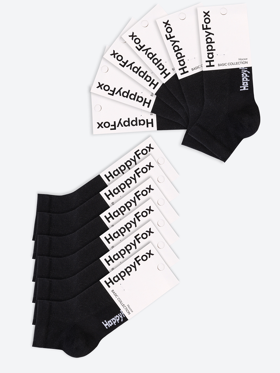 Комплект носков женских Happy Fox HFET1002NB черных 23-25, 12 пар