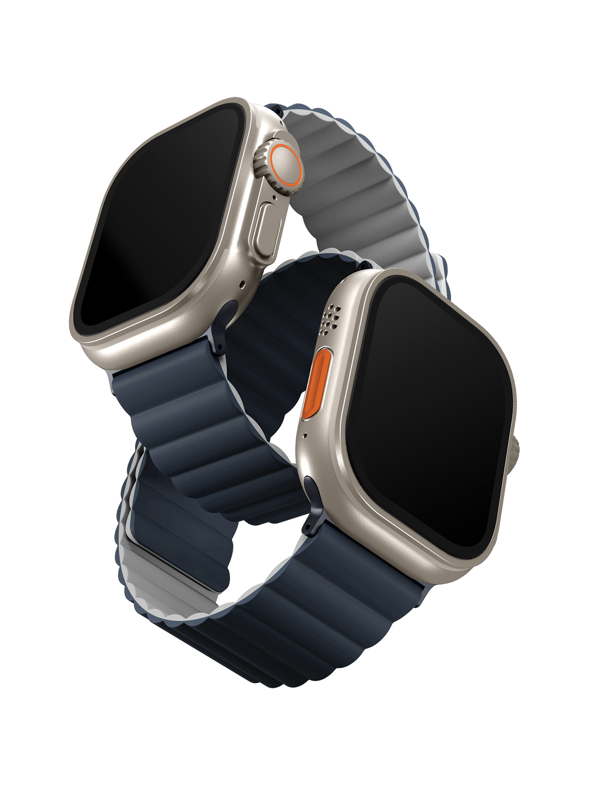 

Ремешок Uniq для Apple Watch 49/45/44/42 mm Revix reversible Magnetic Storm Blue/Grey, Серый;синий, Revix