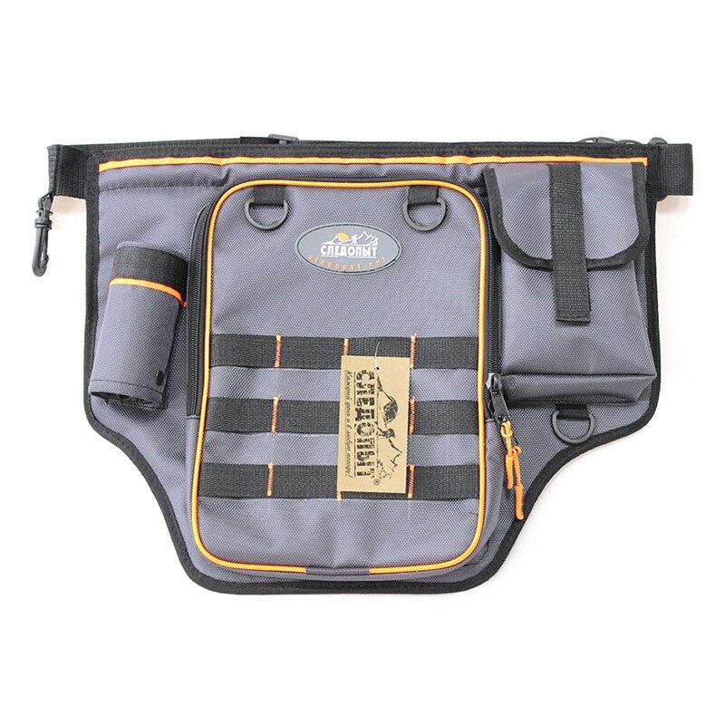 

СЛЕДОПЫТ Сумка рыболовная поясная "СЛЕДОПЫТ" Fishing Belt Bag Light, 44х35х6 см, Серый;оранжевый