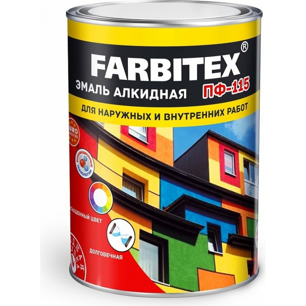 Алкидная эмаль FARBITEX ПФ-115 (светло-серый; 0.8 кг) 4300006003