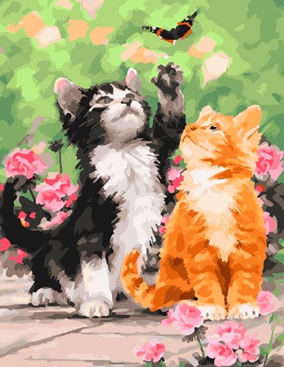 

Картина по номерам Paintboy Котята с бабочкой, 40x50 см, Котята с бабочкой