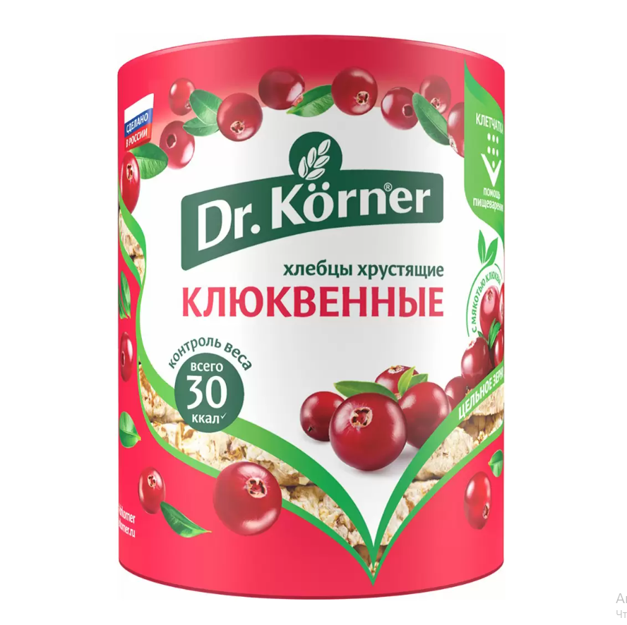 Хлебцы Dr.Korner злаковый коктейль клюквенный, 100 г х 20 шт