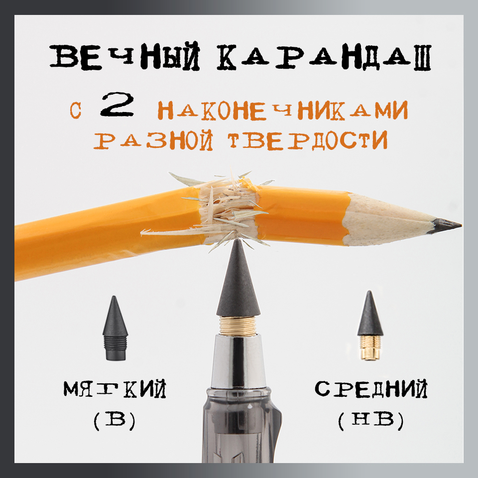 

Карандаш чернографитный простой Roller Typle вечный с ластиком, черный, Вечный
