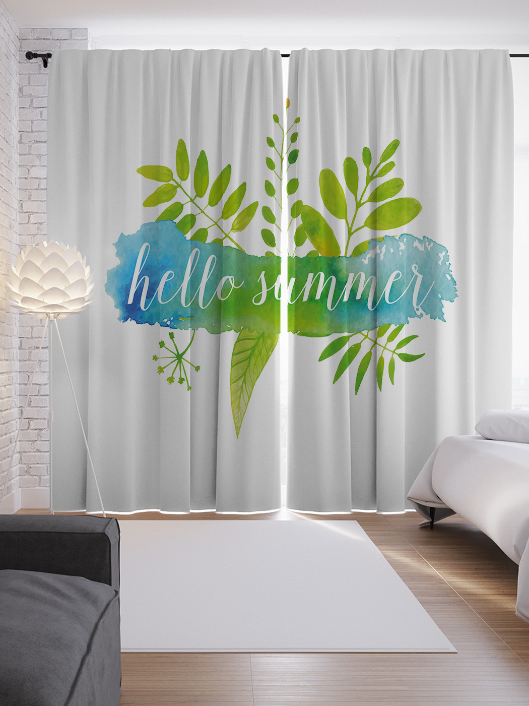 

Шторы с фотопечатью "Привет, лето" из сатена, 290х265 см