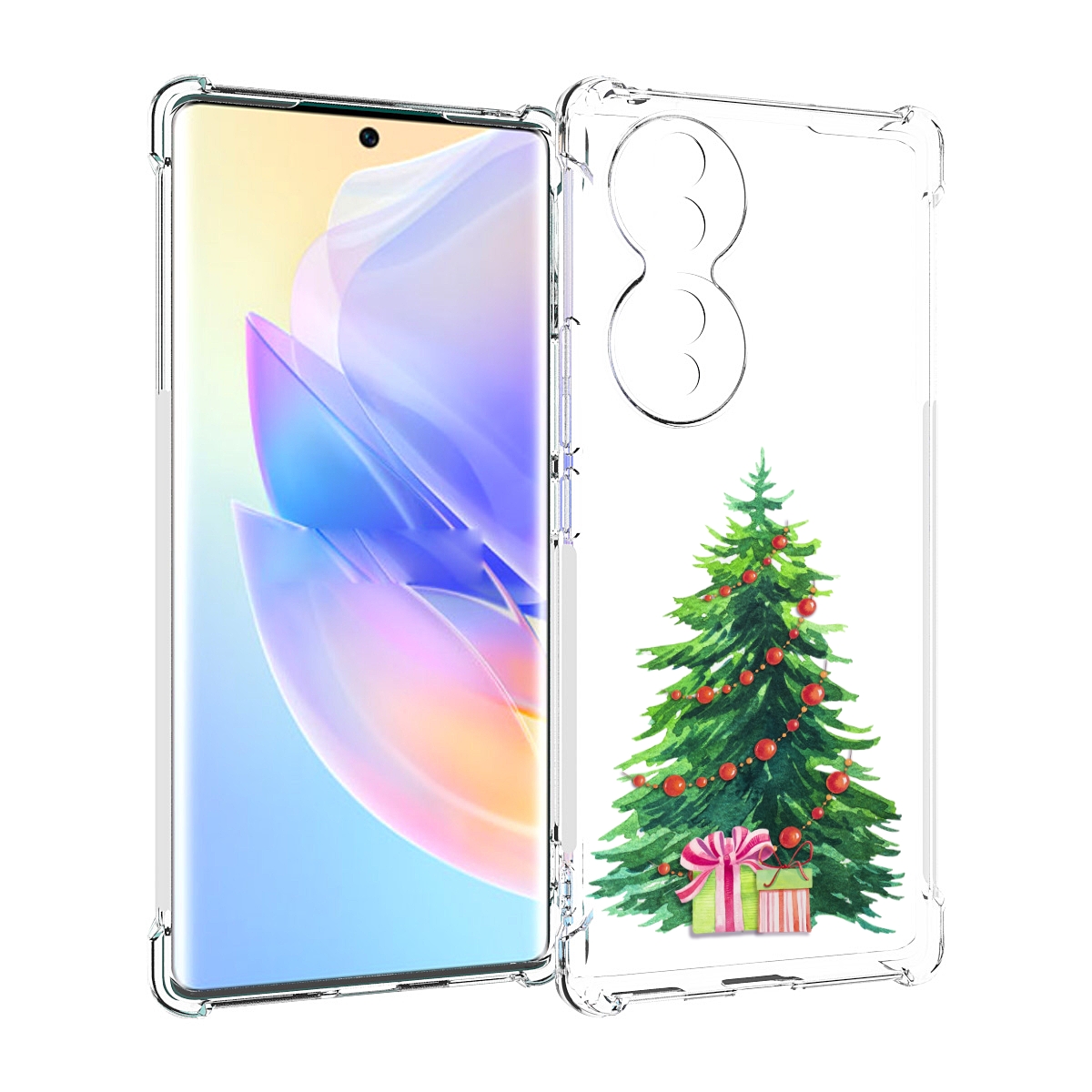 

Чехол MyPads Елка новогодняя с подарками акварель для Honor 70, Прозрачный, Tocco