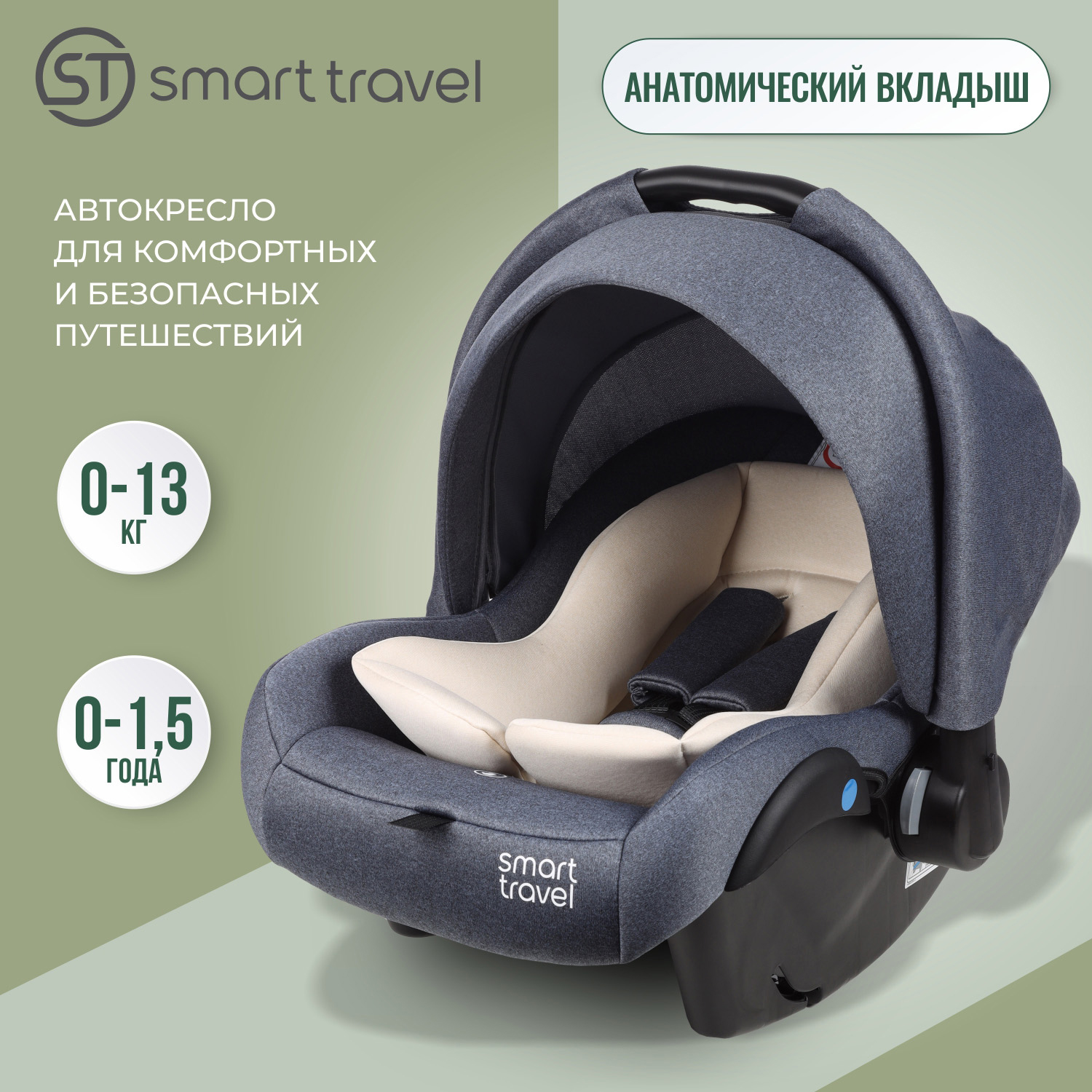 Детское автокресло Smart Travel First lux, группа 0+, до 1,5 лет, до 13 кг, blue автокресло smart travel forward