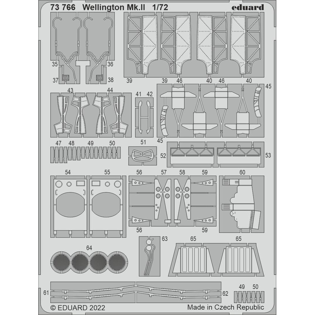 

73766 Eduard 1/72 Фототравление для Wellington Mk. II, Однотонный, 73766