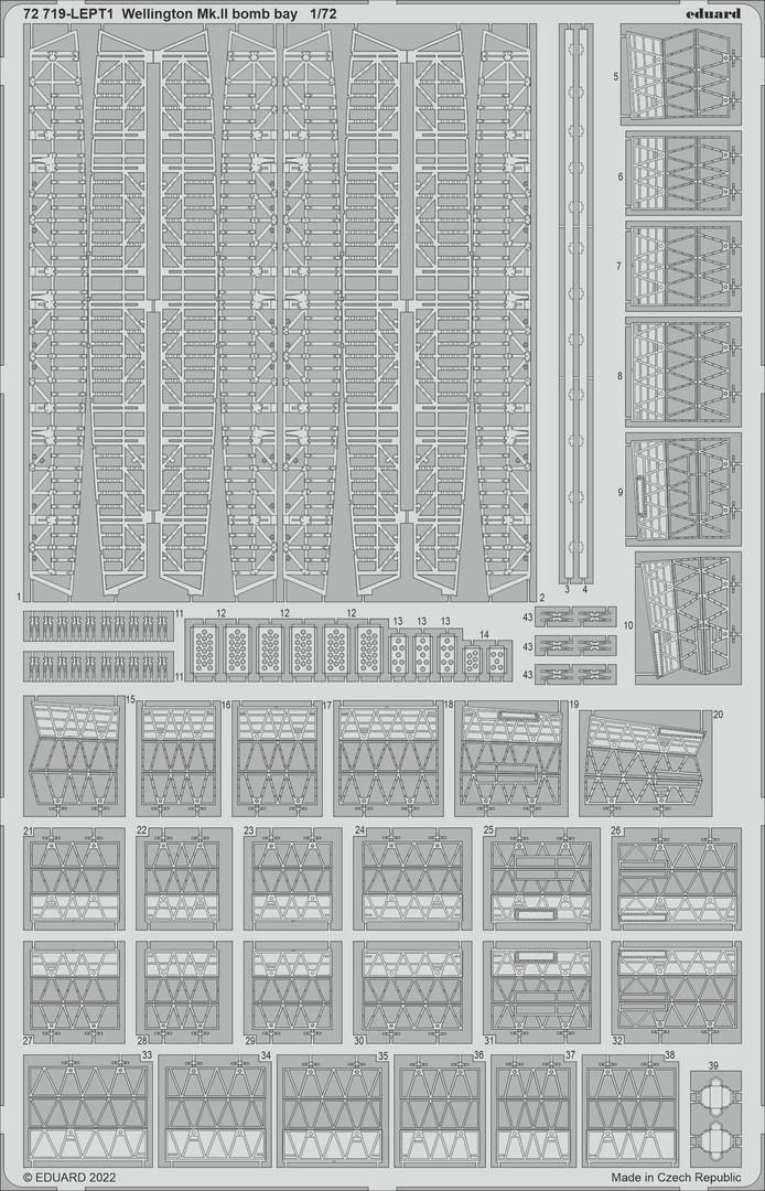 

72719 Eduard 1/72 Фототравление для Wellington Mk. II, бомболюк, Однотонный, 72719