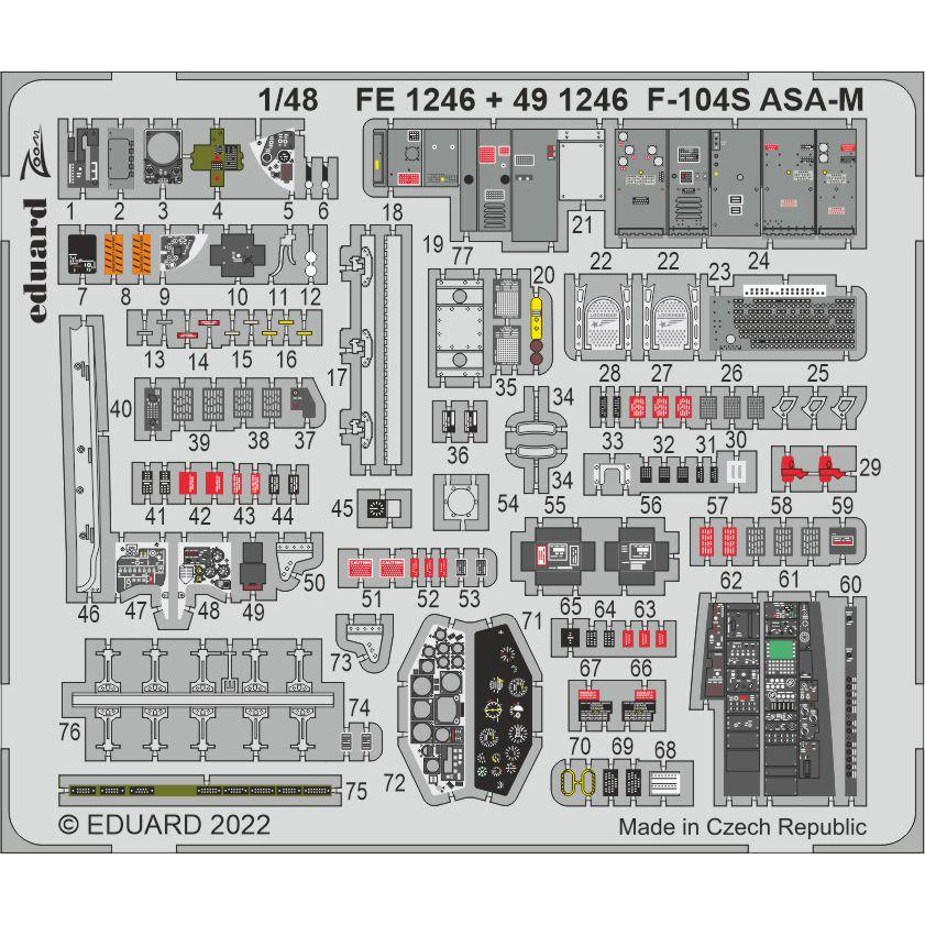 

FE1245 Eduard 1/48 Фототравление для F-104S ASA, Однотонный, FE1245