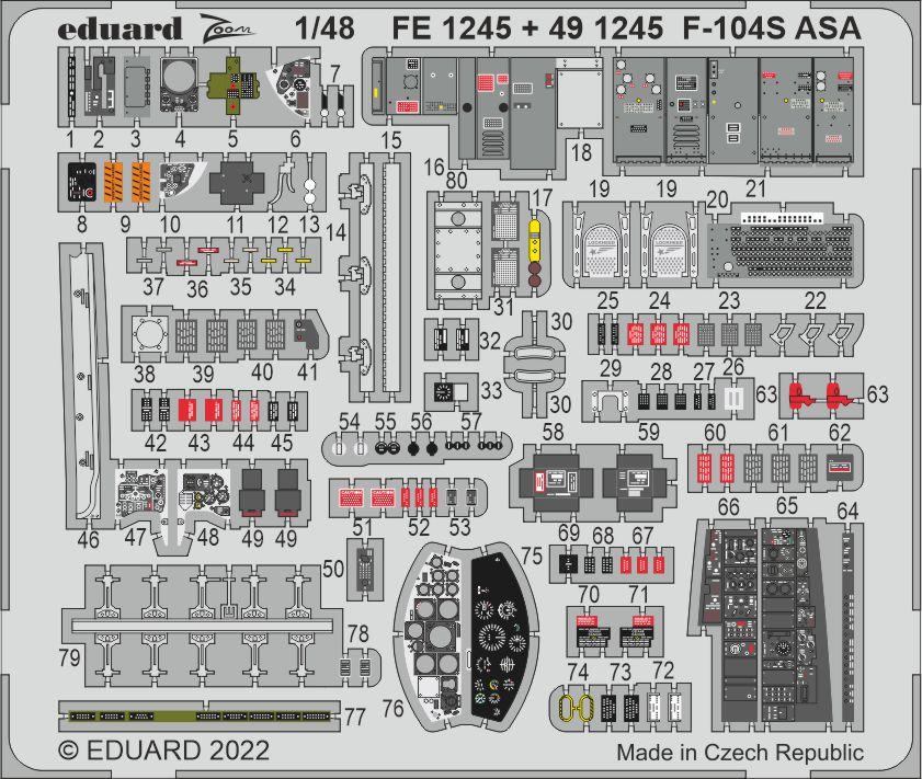 

491245 Eduard 1/48 Фототравление для F-104S ASA, Однотонный, 491245