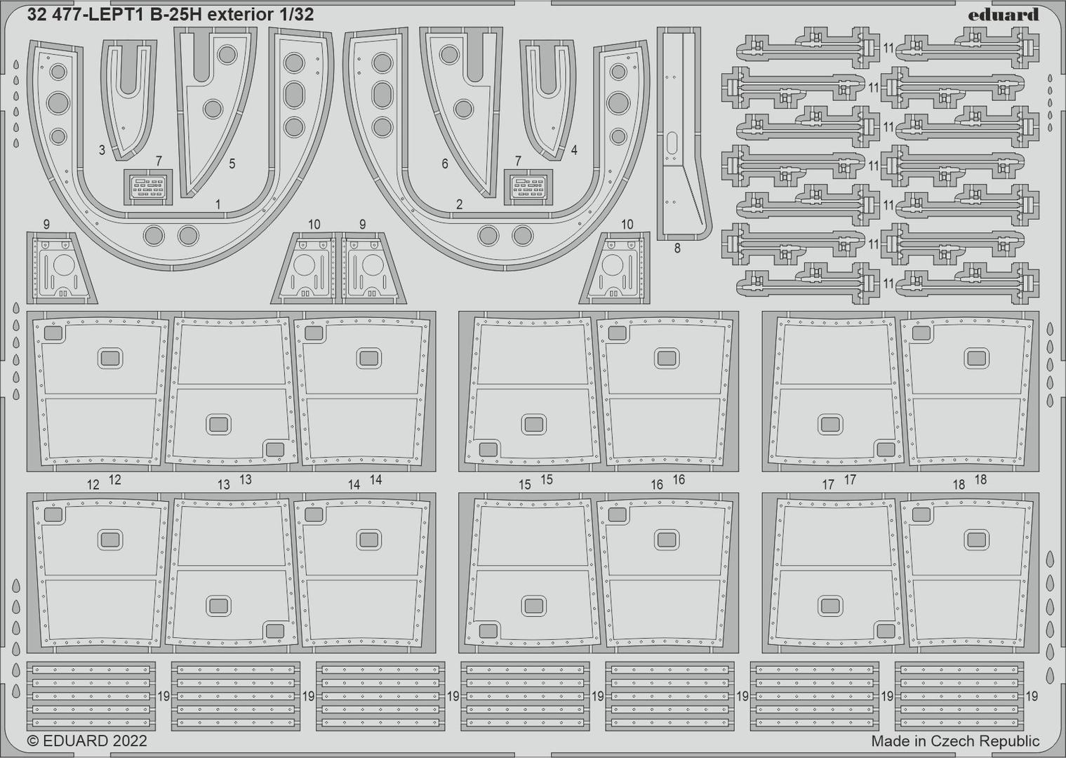 

32477 Eduard 1/32 Фототравление для B-25H экстерьер, Однотонный, 32477