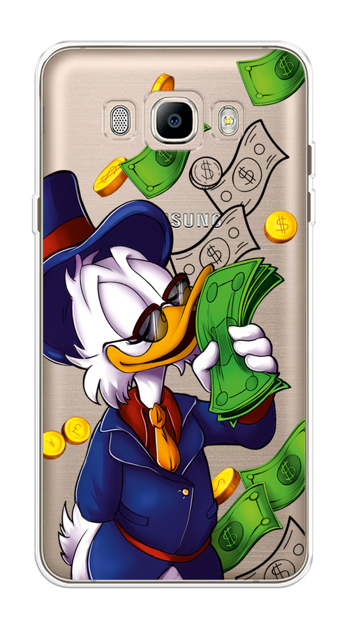 

Чехол на Samsung Galaxy J7 2016 "Scrooge McDuck with Money", Синий;зеленый;белый, 23050-6