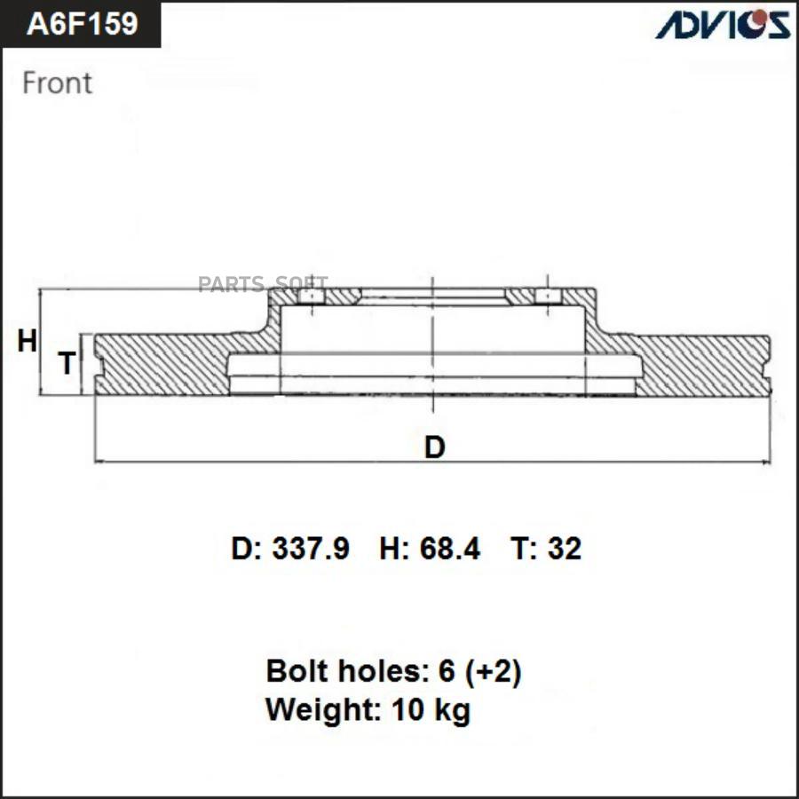 Диск Торм. Пер. Toyota Land Cruiser Prado ADVICS арт. A6F159B