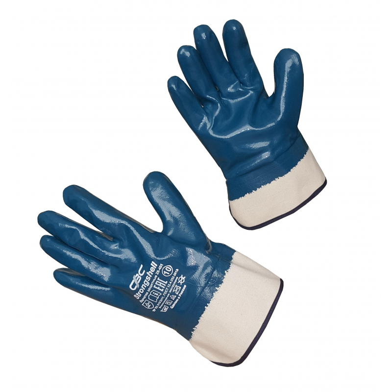 Перчатки СВС Strongshell защитные, полное нитриловое покрытие, крага, размер 10 перчатки 12423 рабочие c полным двойным нитриловым обливом кислотно щелочностойкие