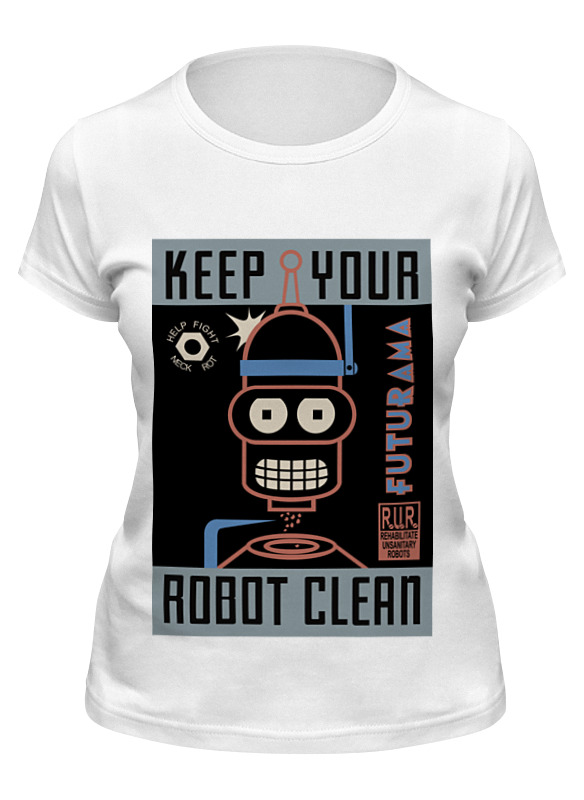 

Футболка женская Printio Keep your robot clean белая S, Белый, Keep your robot clean