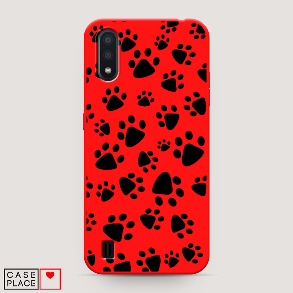 

Чехол Awog на Samsung Galaxy A01 "Лапки черные", Разноцветный, 29553-1