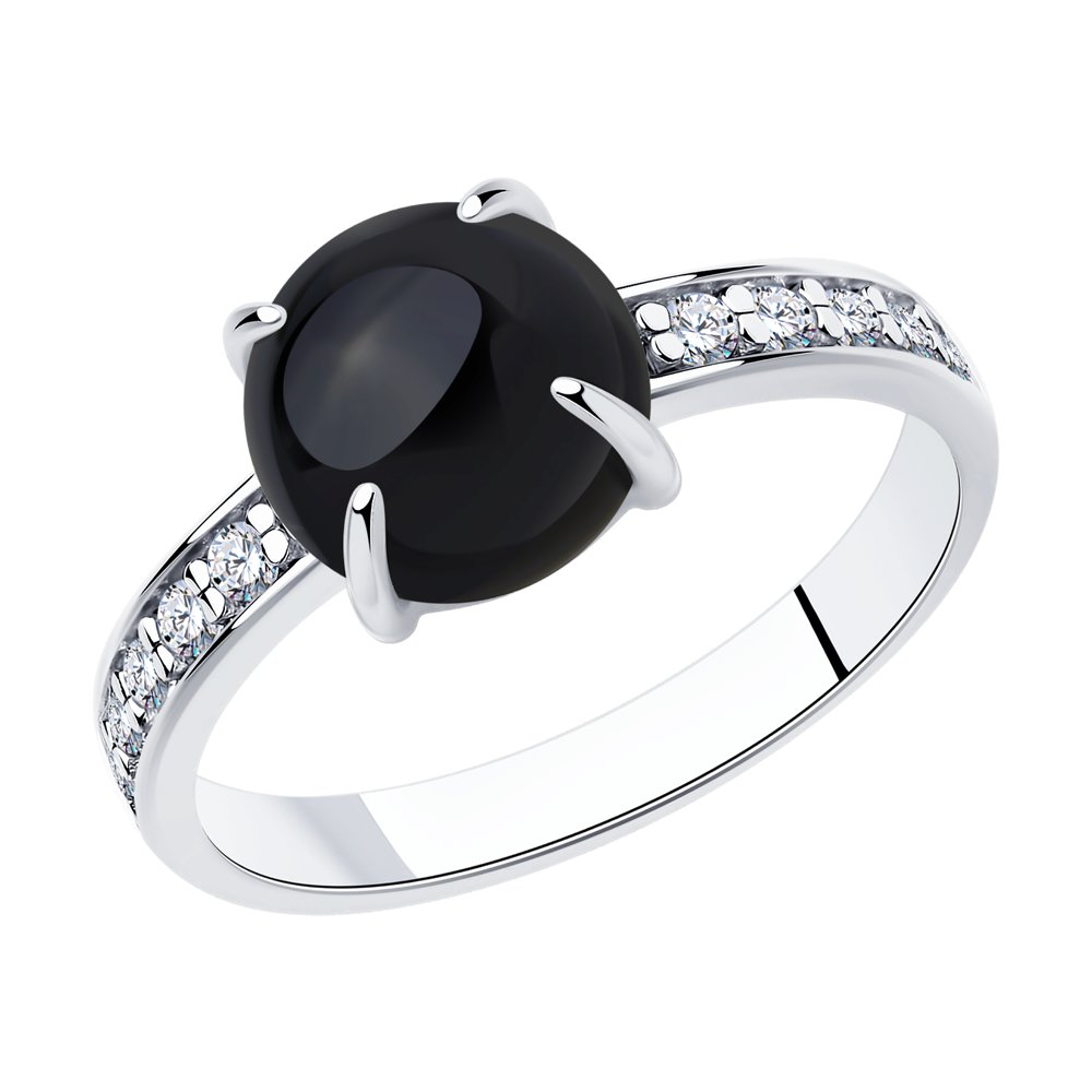 Кольцо из серебра с фианитом/агатом р. 16 Diamant 94-310-00887-2