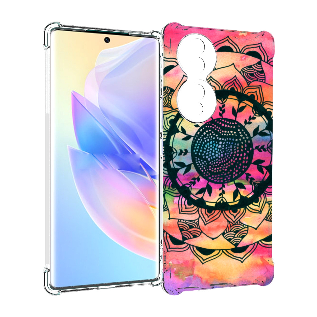 

Чехол MyPads яркая абстракция круглый цветок для Honor 70, Прозрачный, Tocco