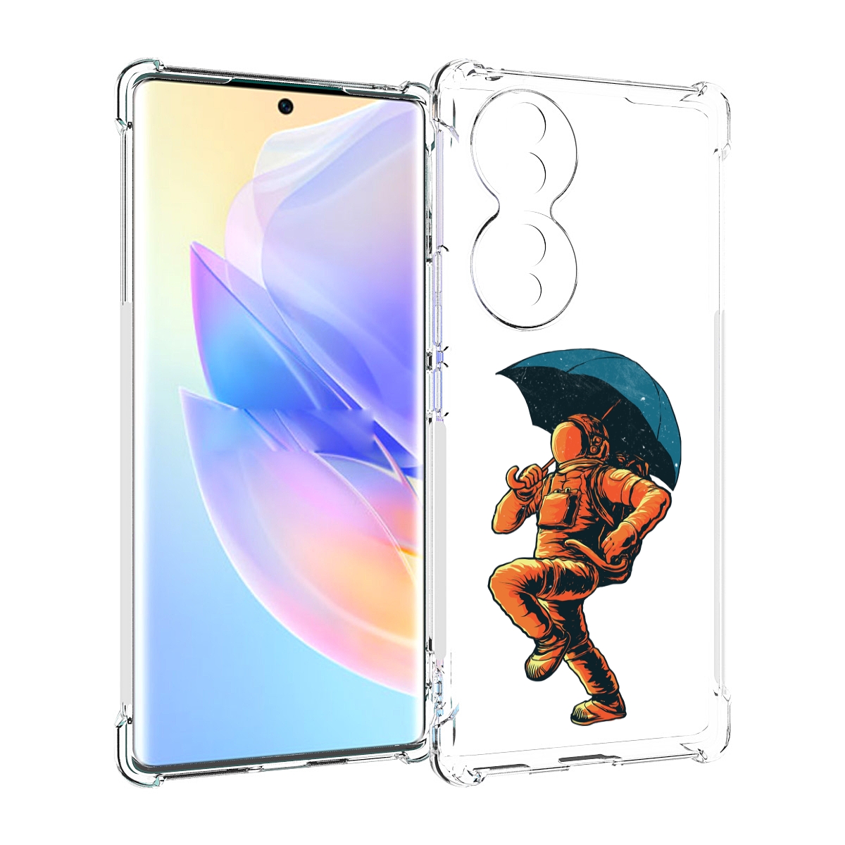 

Чехол MyPads шагающий космонавт с зонтом для Honor 70, Прозрачный, Tocco