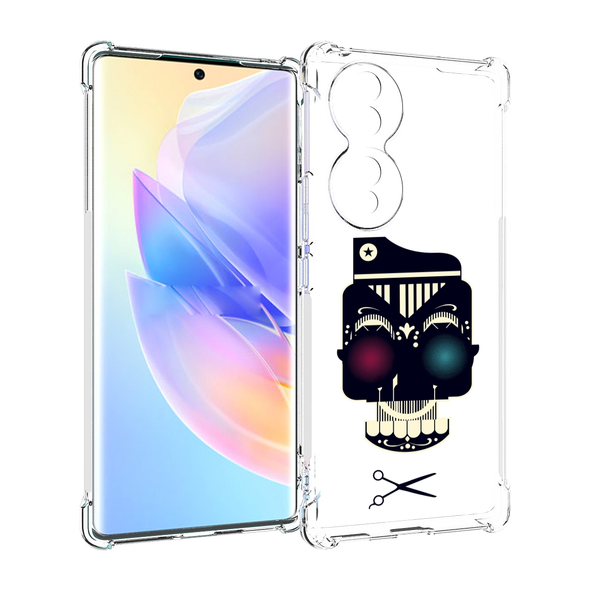 

Чехол MyPads черно белый скелет с яркими глазами для Honor 70, Прозрачный, Tocco