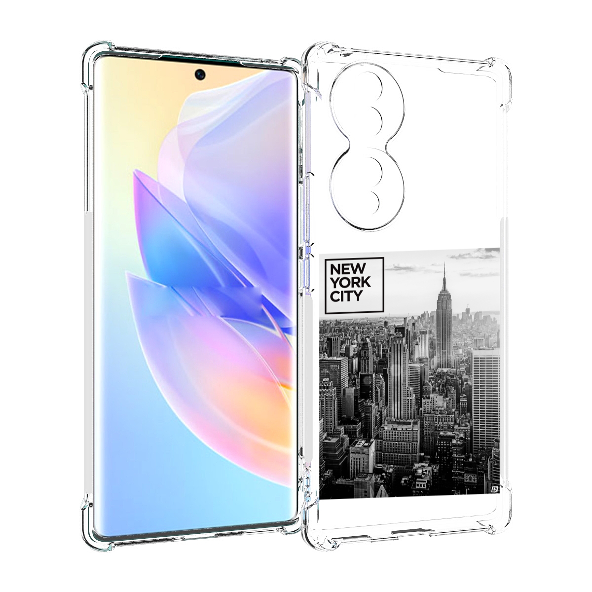 

Чехол MyPads черно белый Нью-Йорк для Honor 70, Прозрачный, Tocco