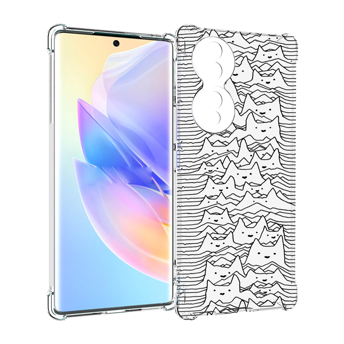 

Чехол MyPads черно белые коты 3D для Honor 70, Прозрачный, Tocco